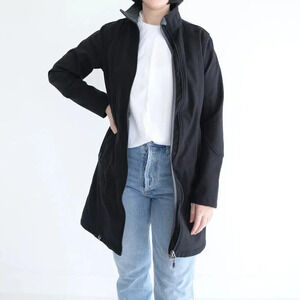 Vuarnet Black Fleece Lined Zip Up Long  Length Light Jacket Size 6